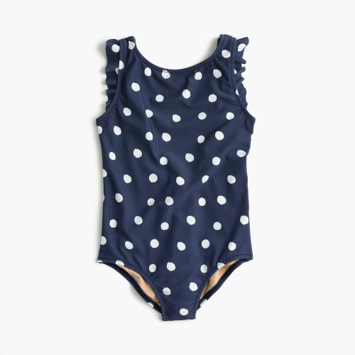 제이크루 Jcrew Girls flutter-sleeve one-piece swimsuit in polka dots