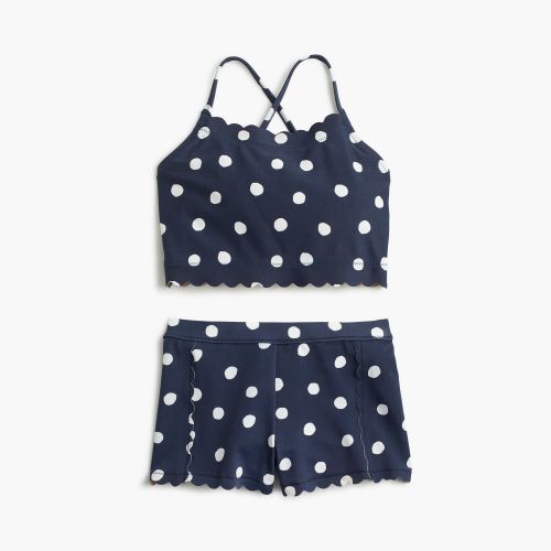 제이크루 Jcrew Girls cropped tankini and shorts set in polka dots