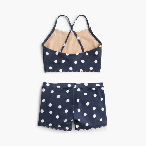 제이크루 Jcrew Girls cropped tankini and shorts set in polka dots