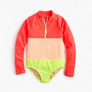 Jcrew Girls long-sleeve one-piece swimsuit in neon colorblock