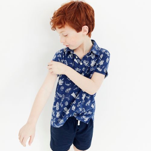 제이크루 Jcrew Boys beach-print polo shirt