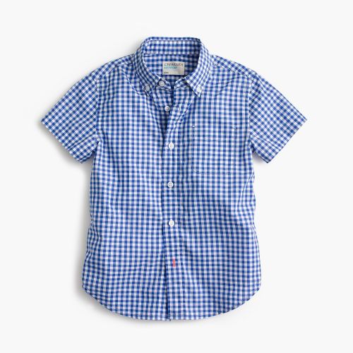 제이크루 Jcrew Kids short-sleeve Secret Wash shirt in blue gingham