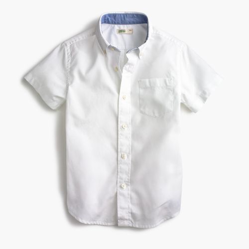 제이크루 Jcrew Kids short-sleeve Secret Wash shirt in white poplin