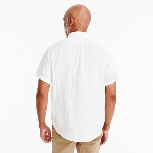제이크루 Jcrew Short-sleeve Irish linen shirt in white