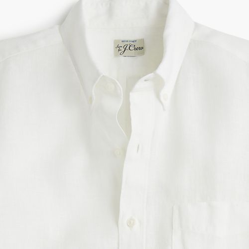 제이크루 Jcrew Short-sleeve Irish linen shirt in white