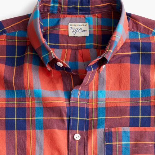 제이크루 Jcrew Short-sleeve Indian madras shirt in coral plaid