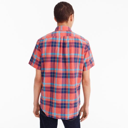 제이크루 Jcrew Short-sleeve Indian madras shirt in coral plaid