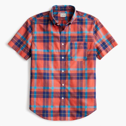 제이크루 Jcrew Short-sleeve Indian madras shirt in coral plaid