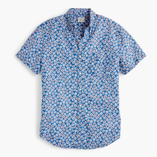 제이크루 Jcrew Short-sleeve stretch slub cotton shirt in daisy print