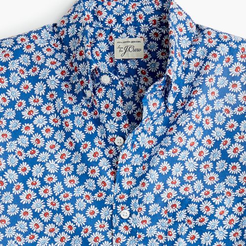 제이크루 Jcrew Short-sleeve stretch slub cotton shirt in daisy print