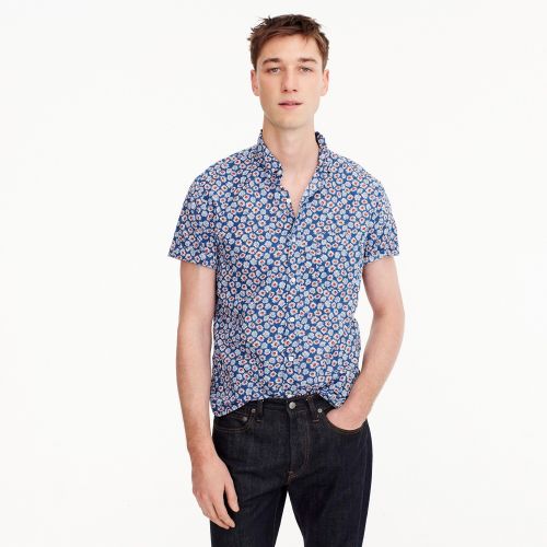 제이크루 Jcrew Short-sleeve stretch slub cotton shirt in daisy print