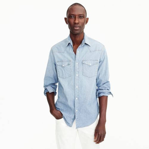 제이크루 Jcrew Western shirt in stretch chambray