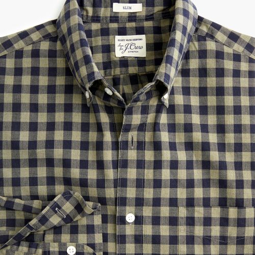 제이크루 Jcrew Untucked stretch Secret Wash shirt in heather poplin gingham