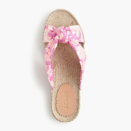 제이크루 Jcrew Knotted espadrille slides in SZ Blockprints™ floral