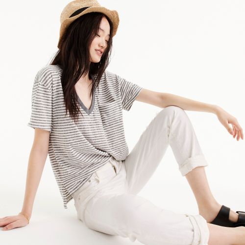 제이크루 Jcrew Slub cotton V-neck T-shirt in stripes