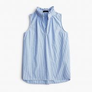 Jcrew Ruffle-neck top in striped cotton poplin