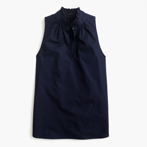 제이크루 Jcrew Ruffle-neck top in cotton poplin