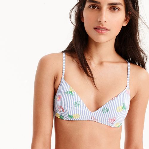 제이크루 Jcrew Seersucker french bikini top with embroidered fruit