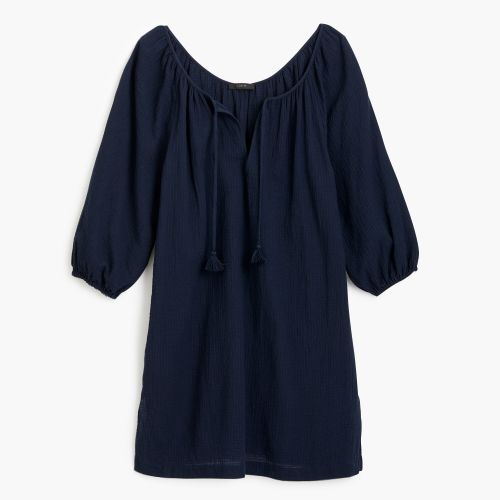 제이크루 Jcrew Tassel-tie crinkle cotton beach tunic