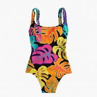 Jcrew Scoopback one-piece swimsuit in Ratti coral palms print