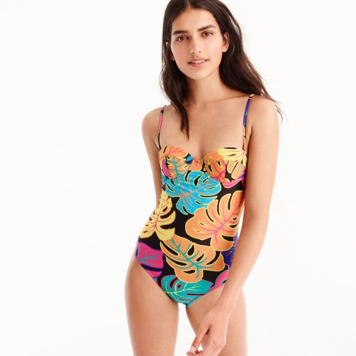 제이크루 Jcrew Underwire one-piece swimsuit in Ratti coral palms print