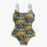 Jcrew Tie-back one-piece swimsuit in dryad palms print