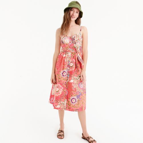 제이크루 Jcrew Classic button-front sundress in cotton poplin paisley