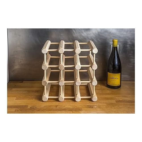  J.K. Adams Wood Stackable Modular Wine Rack Storage Holder with Natural Pins, 12 Bottle, Ash