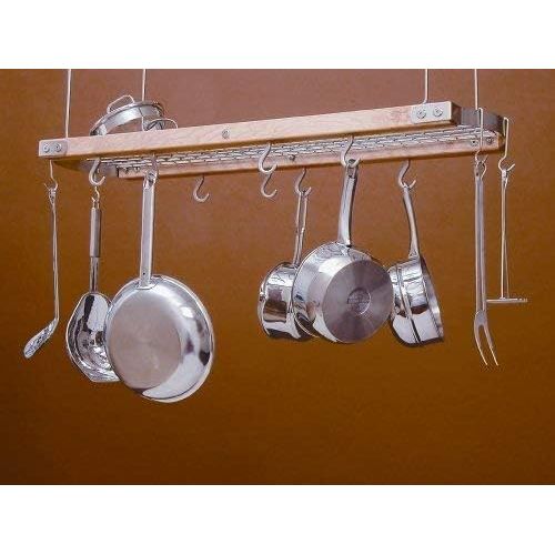  J.K. Adams 39-Inch-by-13-Inch Hardwood Ceiling Pot Rack, 8-Pot Hooks and 4-Utensil Hooks Included, Natural