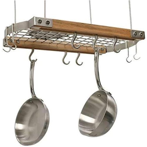  J.K. Adams 39-Inch-by-13-Inch Hardwood Ceiling Pot Rack, 8-Pot Hooks and 4-Utensil Hooks Included, Natural