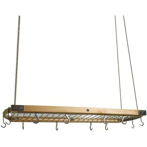  J.K. Adams 39-Inch-by-13-Inch Hardwood Ceiling Pot Rack, 8-Pot Hooks and 4-Utensil Hooks Included, Natural