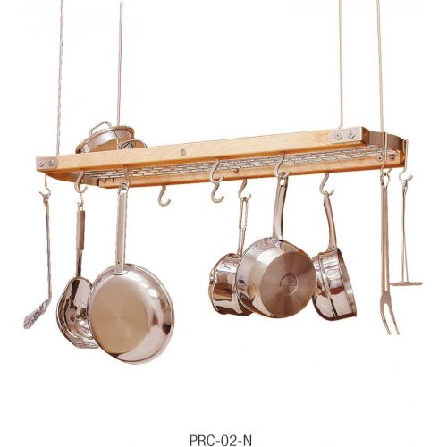  J.K. Adams 39-Inch-by-13-Inch Hardwood Ceiling Pot Rack, 8-Pot Hooks and 4-Utensil Hooks Included, Natural