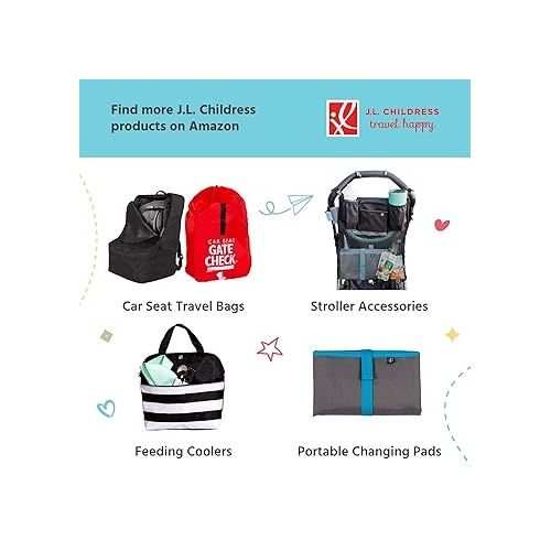  J.L. Childress Stroller Travel Bag for Single & Double Strollers - Durable and Protective Stroller Bag - Carry Handles and Detachable Padded Shoulder Strap - Black
