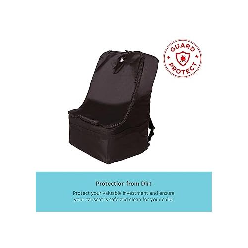  J.L. Childress Ultimate Padded Backpack Car Seat Travel Bag - Thick Padding, Heavy Duty Backpack - Gate Check Bag Fits All Car Seats & Boosters - Black