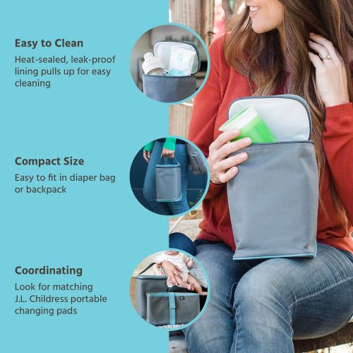  J.L. Childress Tall TwoCOOL, Breastmilk Cooler, Baby Bottle and Baby Food Bag, Insulated and Leak Proof, Ice Pack Included, Fits 2-4 Bottles, Grey/Teal