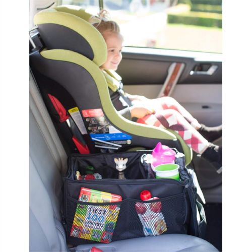  J.L. Childress Backseat Butler Car Organizer, Storage for Kids Drinks, Snacks, Bottles, and Toys. Includes 2 Cupholders and 10 Side Pockets, Portable and Easy to Clean, Black