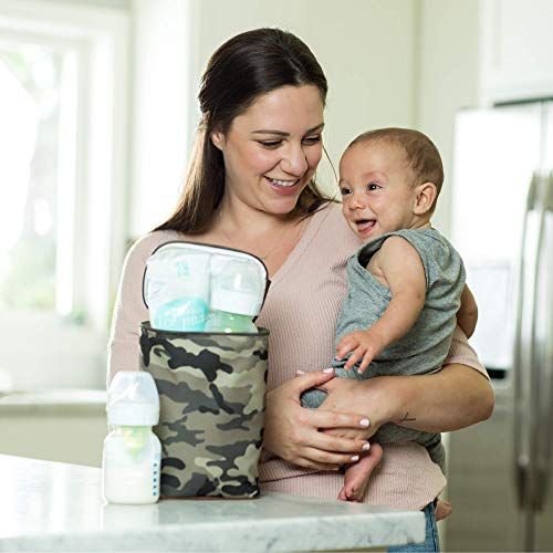  J.L. Childress Tall Twocool, Breastmilk Cooler, Baby Bottle & Baby Food Bag, Insulated & Leak Proof, Ice Pack Included, Fits 2-4 Bottles, Camouflage