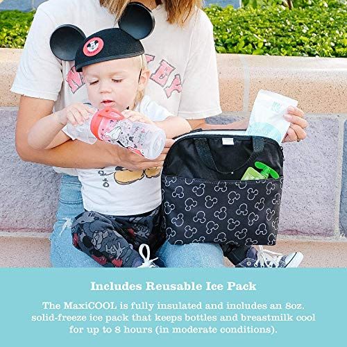  J.L. Childress Disney Baby Maxicool 4-Bottle Breastmilk Cooler, Baby Bottle & Baby Food Bag, Mickey Black