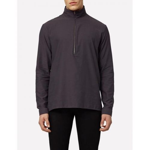  J.LINDEBERG David Crepe Cotton Zip Funnel Neck Shirt