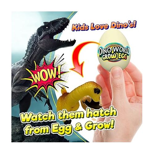  JA-RU Magic Grow Growing Dinosaur Toy (1 Egg Assorted) Surprise Hatching Dino Eggs in Water for Kids. Jurassic Party Favors Easter Basket Stuffers Pinata Fillers. 312-1A