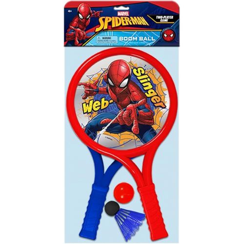  JA-RU Marvel Spiderman Racket Ball Bundle Set Game (1 Pack, 2 Rackets) Plastic Paddle Tennis Racket Toys for Kids & Teens. Fun Indoor & Outdoor Summer Sports Games & Pool Beach Activities A-6826-1s