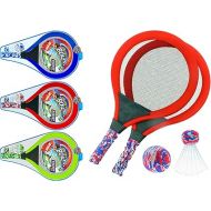 Badminton Set Paddle Ball Racket Ball Set Comes with 2 Rackets, Beach Ball and Birdie Assorted Colors - Light Paddle Ball Tennis Racket Outdoor Games Beach Toy Set 5135