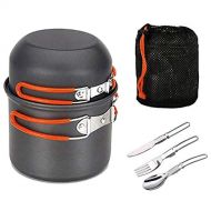 JACKBAGGIO New Camping Cookware Outdoor Cooking Picnic Bowl Pot Pan Sets Aluminum Hiking Backpacking Mess Kit for 1 2 People