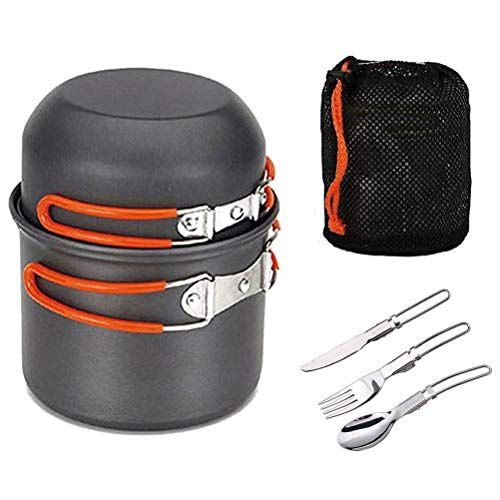  JACKBAGGIO New Camping Cookware Outdoor Cooking Picnic Bowl Pot Pan Sets Aluminum Hiking Backpacking Mess Kit for 1 2 People