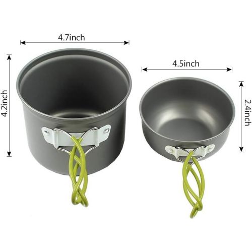  JACKBAGGIO New Camping Cookware Outdoor Cooking Picnic Bowl Pot Pan Sets Aluminum Hiking Backpacking Mess Kit for 1 2 People