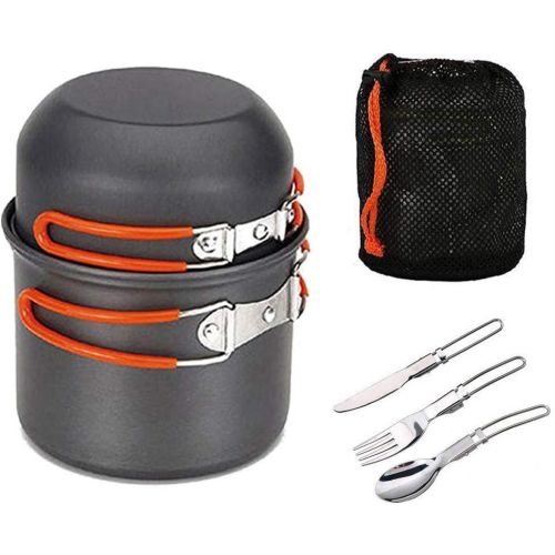  JACKBAGGIO New Camping Cookware Outdoor Cooking Picnic Bowl Pot Pan Sets Aluminum Hiking Backpacking Mess Kit for 1 2 People