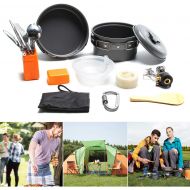 JACKBAGGIO New Outdoor Camping Pan Backpacking Camping Cookware Mess Kit Hiking Cooking Picnic Bowl Pot Pan Sets w/Tableware Lightweight&Durable