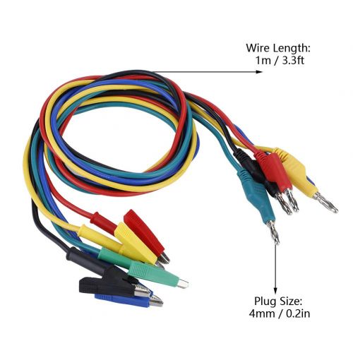  Banana Plug Alligators Clips Test Leads Clips,Jadpes 5pcs P1037 High Voltage 1M 4mm Banana Plug to Crocodiles Clip Cable Test Leads for Multimeter Test Probe Lead Test Cable