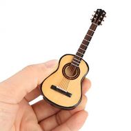 Jadpes Miniature Guitar Model Decor, Miniature Wooden Guitar Model Display Mini Musical Ornaments Craft Home Decor for Dollhouse Accessories Model Home Decoration