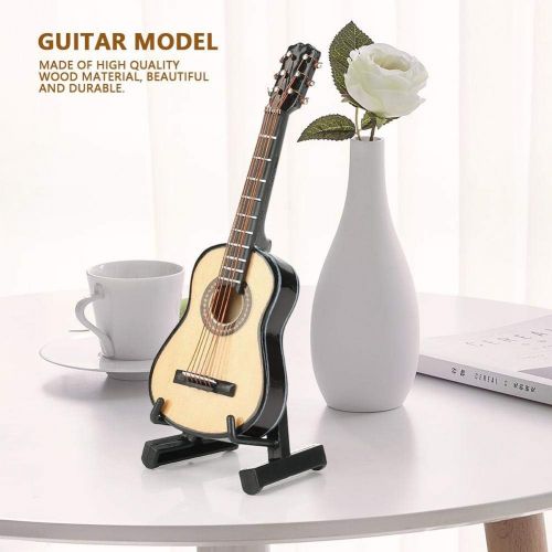  Jadpes Miniature Guitar Model Decor, Miniature Wooden Guitar Model Display Mini Musical Ornaments Craft Home Decor for Dollhouse Accessories Model Home Decoration